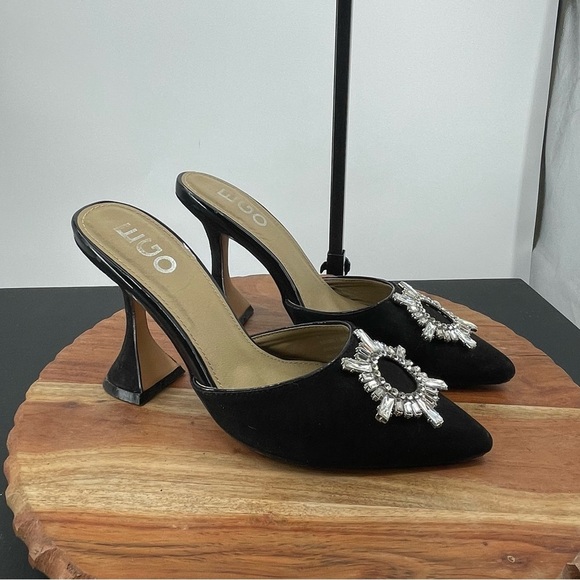 Ego moonlight Diamond Detail Sculptured Heel Mule Uk 6 US 8 black - Picture 1 of 8